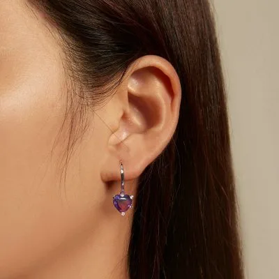 Bông Tai Bạc Nữ đính đá CZ Hình Trái Tim Giuliana LILI 106886 2