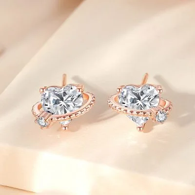 Bông Tai Bạc Nữ đính đá CZ Hình Trái Tim Khalani LILI 107133 5