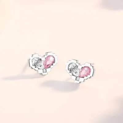 Bông Tai Bạc Nữ đính đá CZ Hình Trái Tim Lea LILI 106364 1
