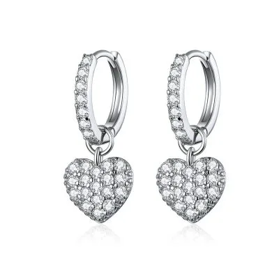 Bông Tai Bạc Nữ đính đá CZ Hình Trái Tim Robin LILI 106953 1
