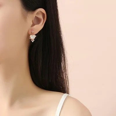 Bông Tai Bạc Nữ đính đá CZ Hình Trái Tim ánh Sao Justice LILI 107087 3