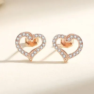Bông Tai Bạc Nữ đính đá CZ Hình Trái Tim Cách điệu Luisa LILI 107142 5