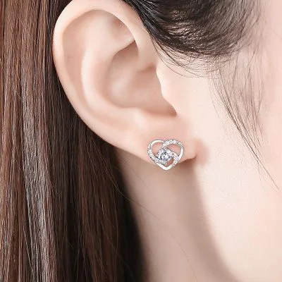 Bông Tai Bạc Nữ đính đá CZ Hình Trái Tim Vĩnh Cửu Araceli LILI 107195 4