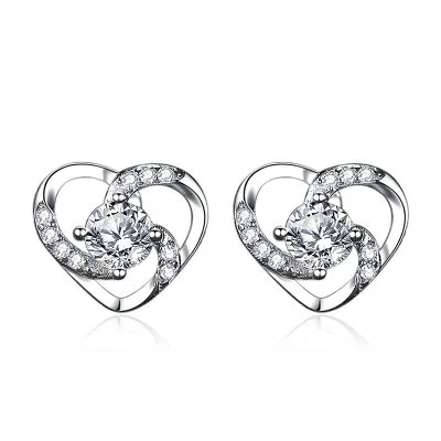 Bông Tai Bạc Nữ đính đá CZ Hình Trái Tim Vĩnh Cửu Araceli LILI 107195 5