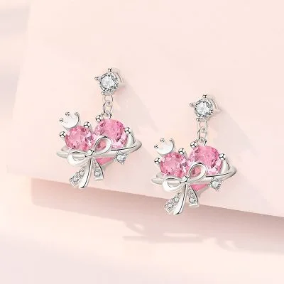 Bông Tai Bạc Nữ đính đá CZ Hình Trái Tim Vương Miện Milena LILI 106547 1
