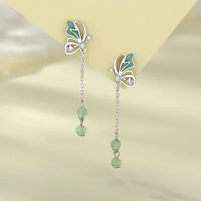 Bông Tai Bạc Nữ đính đá CZ Hồ điệp Elliot LILI 106385 5