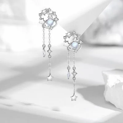 Bông Tai Bạc Nữ đính đá CZ Hoàng Tử Và Cánh Hồng Paulina LILI 106604 1