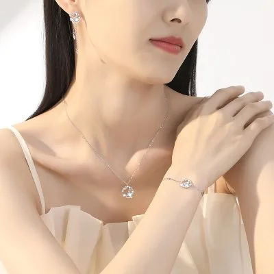 Bông Tai Bạc Nữ đính đá CZ Hoàng Tử Và Cánh Hồng Paulina LILI 106604 3