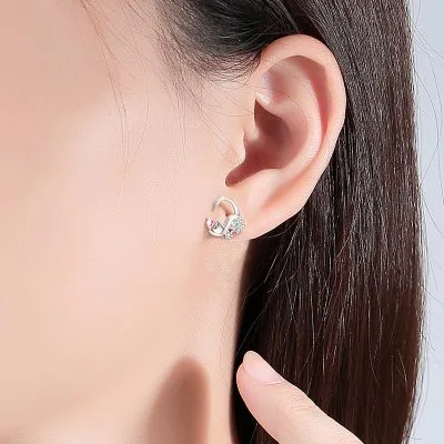Bông Tai Bạc Nữ đính đá CZ Mèo Dễ Thương Zoya LILI 106371 2