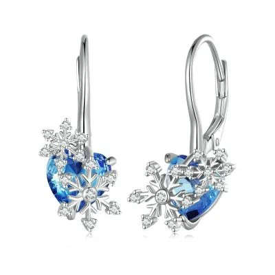 Bông Tai Bạc Nữ đính đá CZ Trái Tim Tuyết Trắng Vada LILI 106871 1