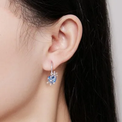 Bông Tai Bạc Nữ đính đá CZ Trái Tim Tuyết Trắng Vada LILI 106871 2