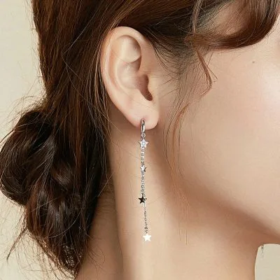 Bông Tai Bạc Nữ đính đá CZ Trăng Và Sao Kinslee LILI 106684 2