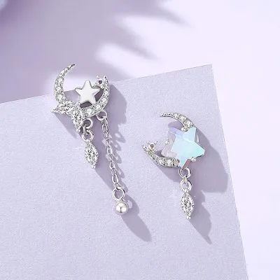 Bông Tai Bạc Nữ đính đá CZ Trăng Và Sao Lacey LILI 107061 4