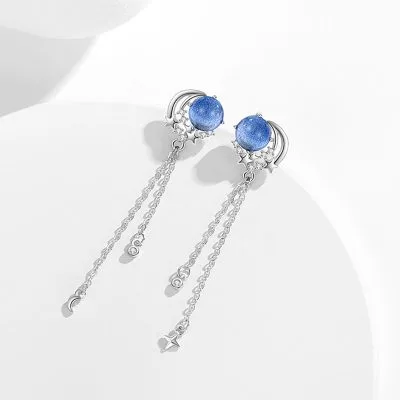Bông Tai Bạc Nữ đính đá CZ Trăng Và Sao Pearl LILI 106296 6