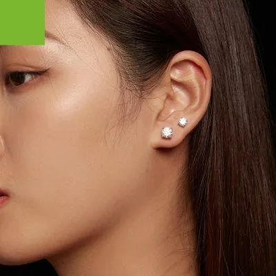 Bông Tai Bạc Nữ đính Kim Cương Moissanite Raina LILI 107374 3