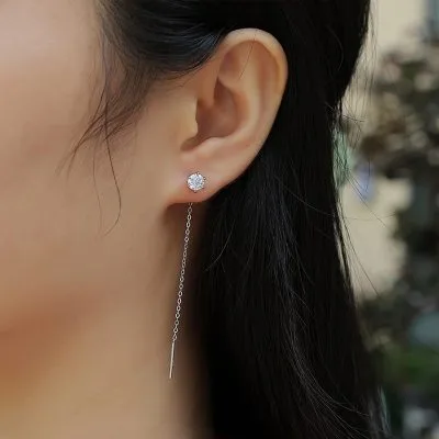 Bông Tai Bạc Nữ đính Kim Cương Moissanite Dây Dài Deborah LILI 107296 4