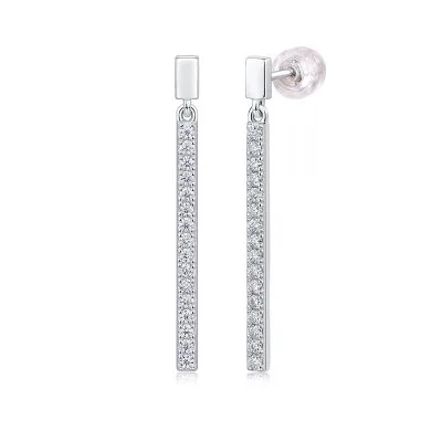 Bông Tai Bạc Nữ đính Kim Cương Moissanite Thanh Thẳng Tinsley LILI 107278 1