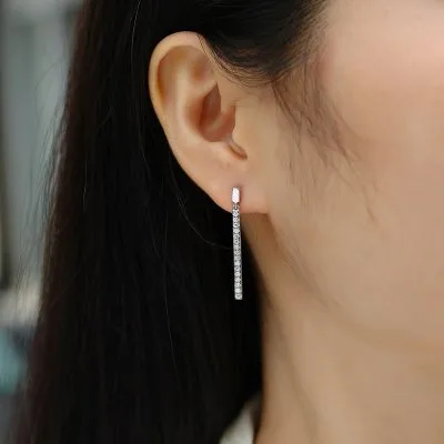 Bông Tai Bạc Nữ đính Kim Cương Moissanite Thanh Thẳng Tinsley LILI 107278 4