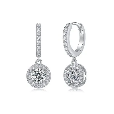 Bông Tai Bạc Nữ đính Kim Cương Moissanite Tròn Kaiya LILI 107236 4