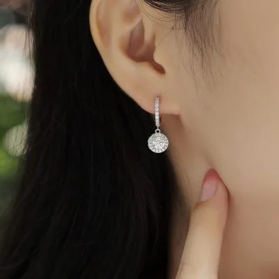 Bông Tai Bạc Nữ đính Kim Cương Moissanite Tròn Kaiya LILI 107236 5