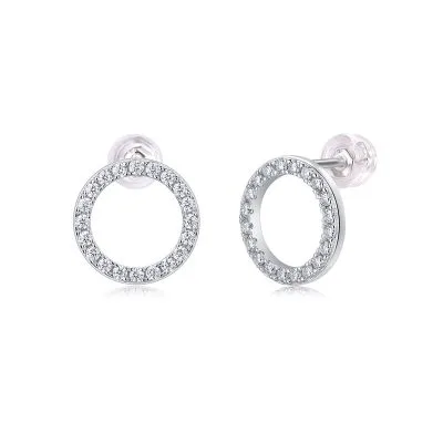 Bông Tai Bạc Nữ đính Kim Cương Moissanite Tròn Lilyana LILI 107270 1