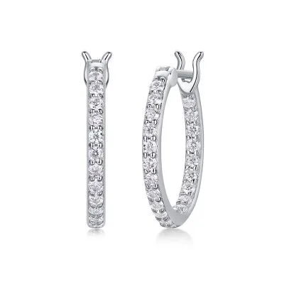 Bông Tai Bạc Nữ đính Kim Cương Moissanite Tròn Lớn Averi LILI 107224 4