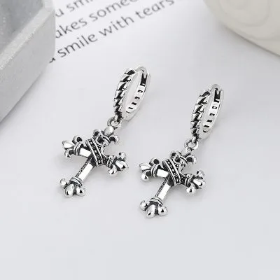 Bông Tai Bạc Nữ Hình Vương Miện Thánh Giá Rosalyn LILI 107450 1