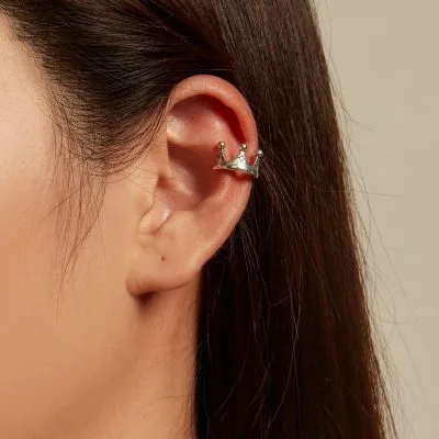 Bông Tai Bạc Nữ Kẹp Vành đính đá CZ Hình Vương Miện Elyse LILI 106773 3