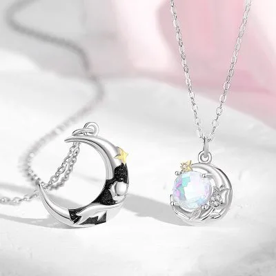 Dây Chuyền Bạc đôi đính đá CZ Hoàng Tử Và Cành Hồng Aziel LILI 106186 2