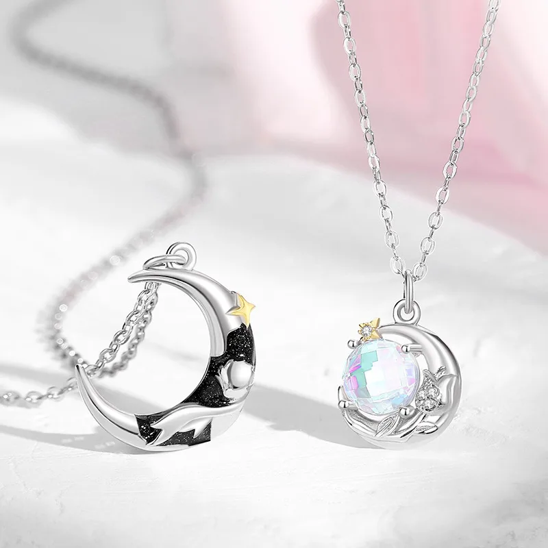 Dây Chuyền Bạc đôi đính đá CZ Hoàng Tử Và Cành Hồng Aziel LILI 106186 2