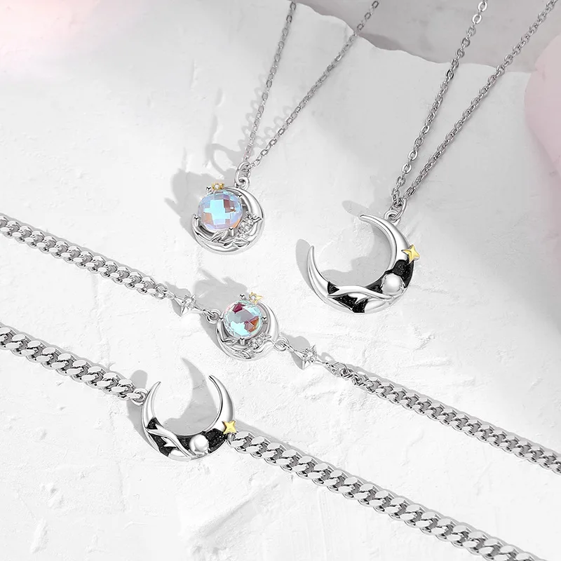 Dây Chuyền Bạc đôi đính đá CZ Hoàng Tử Và Cành Hồng Aziel LILI 106186 4