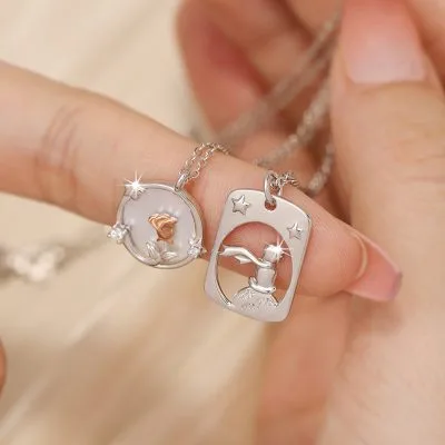 Dây Chuyền Bạc đôi đính đá CZ Hoàng Tử Và Cành Hồng Kash LILI 106140 2