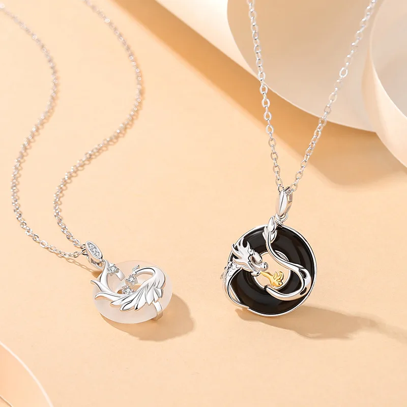 Dây Chuyền Bạc đôi đính đá Mã Não Rồng Và Phượng Walter LILI 106179 4