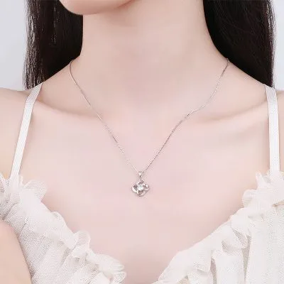 Dây Chuyền Bạc Nữ đính đá CZ Hình Cỏ 4 Lá Reina LILI 105052 4