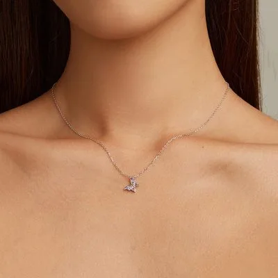 Dây Chuyền Bạc Nữ đính đá CZ Hình Hồ điệp Julie LILI 105506 5