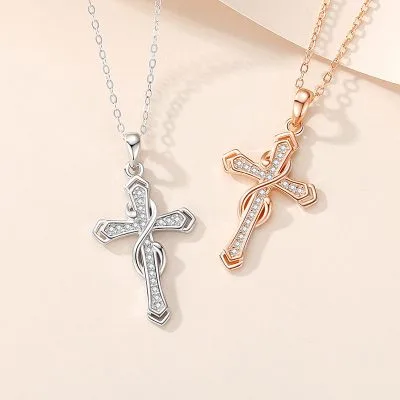 Dây Chuyền Bạc Nữ đính đá CZ Hình Thánh Giá Aliza LILI 105655 3
