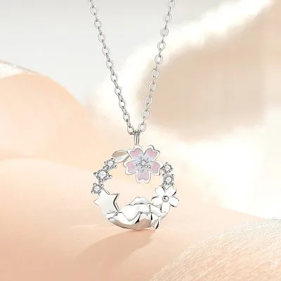 Dây Chuyền Bạc Nữ đính đá CZ Hoa Anh đào Trong Gió Monica LILI 105615 4