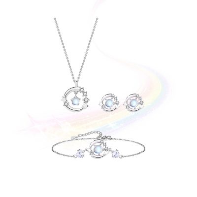 Dây Chuyền Bạc Nữ đính đá CZ Trăng Và Sao Thalia LILI 105086 3
