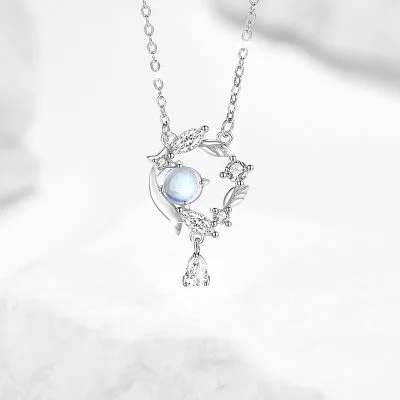 Dây Chuyền Bạc Nữ đính đá CZ Vòng Nguyệt Quế Leslie LILI 105147 1