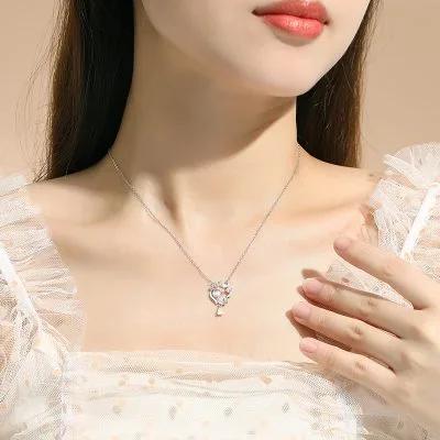 Dây Chuyền Bạc Nữ đính đá CZ Vòng Nguyệt Quế Leslie LILI 105147 2