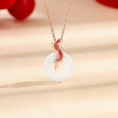 Dây Chuyền Bạc Nữ đính đá Chalcedony đồng điều Song Ngư Kylee LILI 105554 1