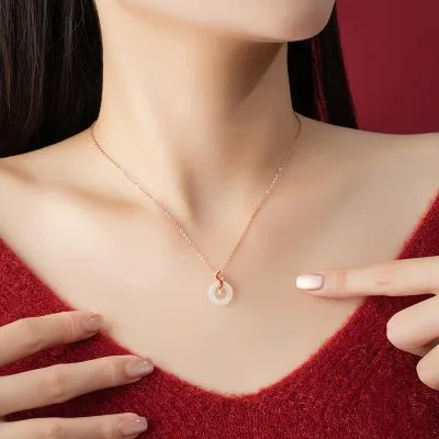 Dây Chuyền Bạc Nữ đính đá Chalcedony đồng điều Song Ngư Kylee LILI 105554 2