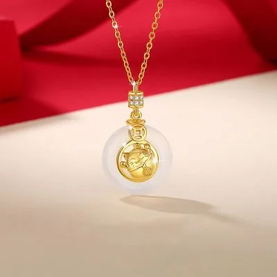 Dây Chuyền Bạc Nữ đính đá Chalcedony Mèo Thần Tài Megan LILI 105561 1