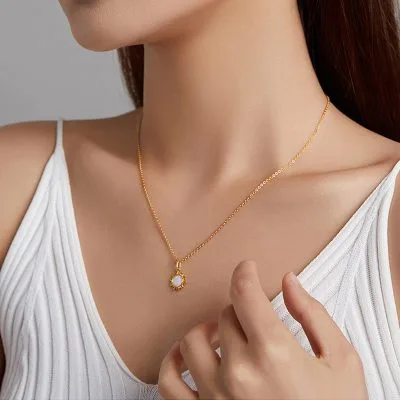 Dây Chuyền Bạc Nữ đính đá Opal Hình Mặt Trời Martha LILI 105944 2