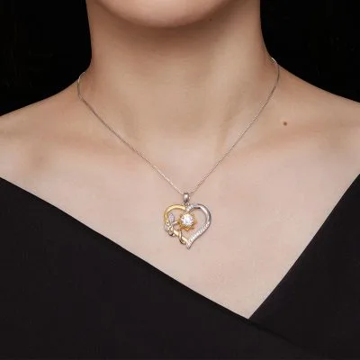 Dây Chuyền Bạc Nữ đính Kim Cương Moissanite Hoa Tình Yêu Lea LILI 105903 2