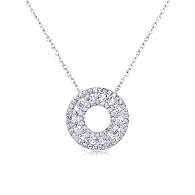 Dây Chuyền Bạc Nữ đính Kim Cương Moissanite Tròn Carly LILI 105863 1