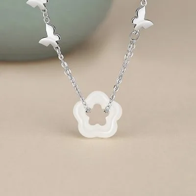 Dây Chuyền Bạc Nữ đính Ngọc Bích Hetian Hoa Hồ điệp Jamie LILI 105581 1