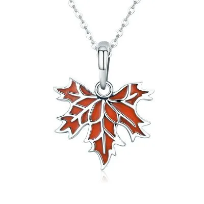 Dây Chuyền Bạc Nữ Hình Lá Phong đỏ Flora LILI 105955 3