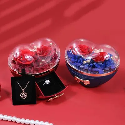 Hộp Quà Tặng đựng Trang Sức Hoa Hồng Sáp Trái Tim Misael LILI 107924 2