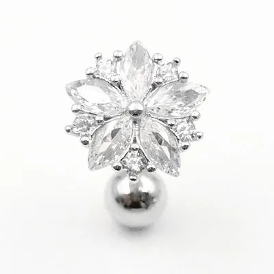Khuyên Rốn Bụng Bạc Nữ đính đá CZ Hình Hoa Tuyết Paloma LILI 107580 1